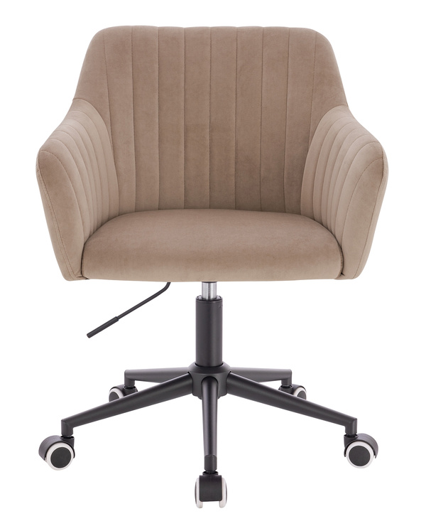 HR190K Scaun Latte din Catifea cu Bază Neagră