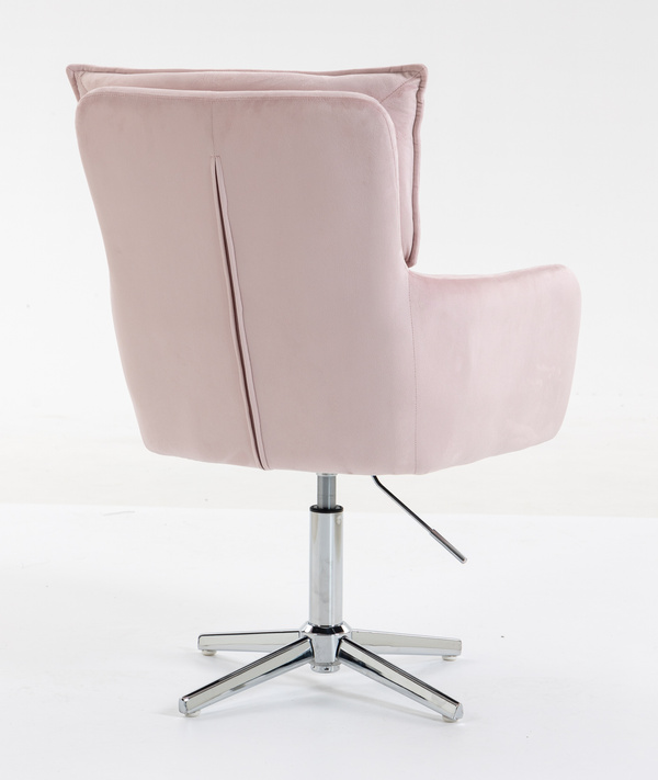 HR250CROSS Scaun Catifea Roz Pudra Bază Cromata