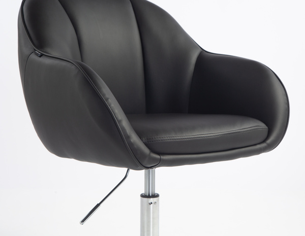 HR2055N Scaun Neagră din Piele Ecologica cu Bază Cromata