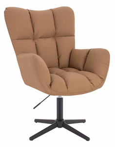 HR650CROSS Scaun Caramel Piele Ecologica Premium Soft cu Bază Neagră