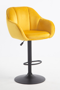 HR2055W Scaun Galbenă din Catifea cu Bază Neagră