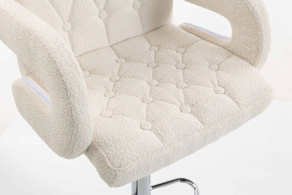 HR8404W Scaun Crem Boucle cu Bază Cromata