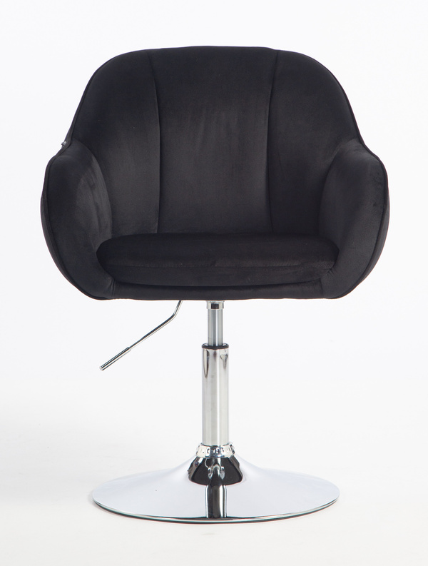 HR2055N Scaun Neagră din Catifea cu Bază Cromata
