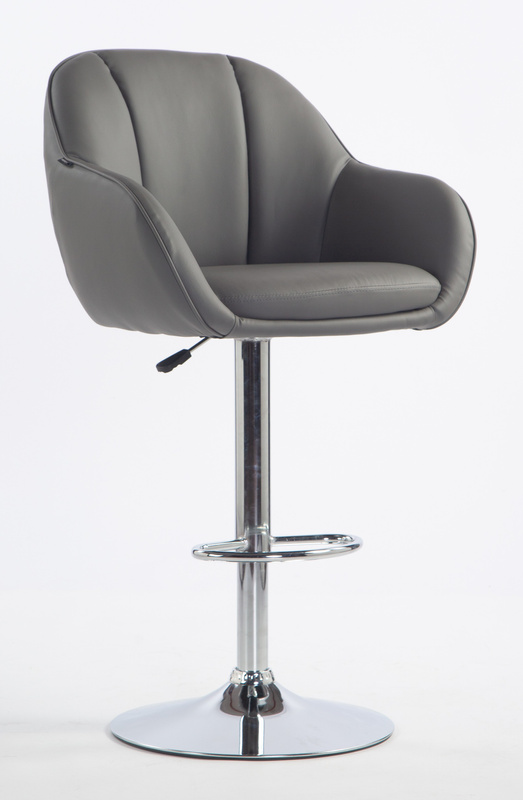 HR2055W Scaun Gri din Piele Ecologica cu Bază Cromata