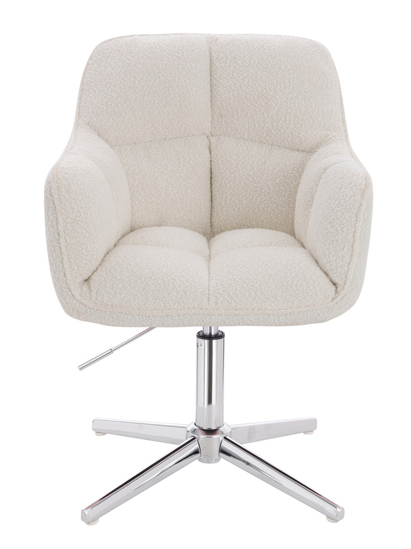 HR550CROSS Scaun Crem Boucle cu Bază Cromata