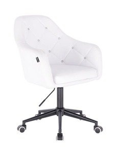 HC830K Scaun Alb de Piele cu Bază Neagra