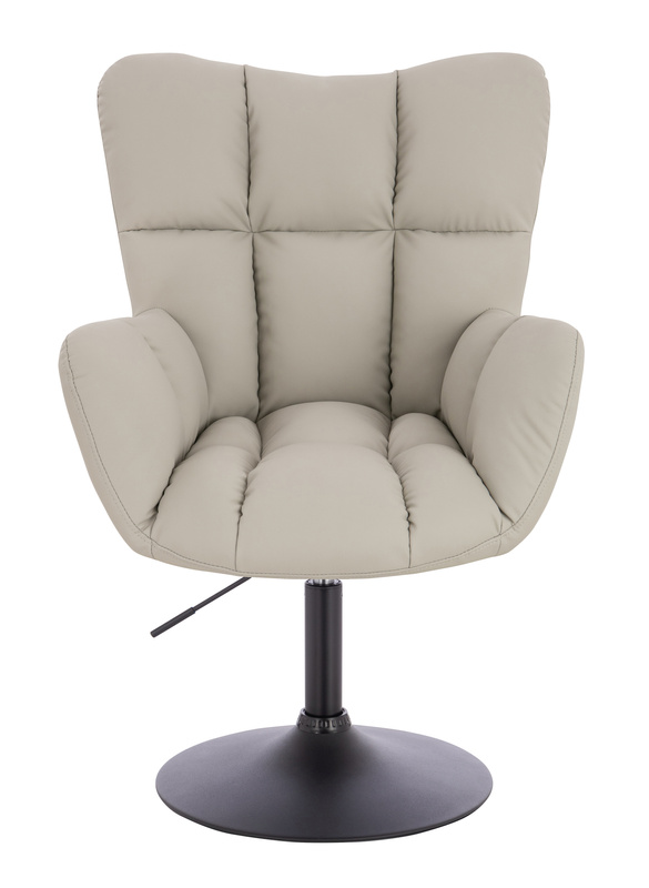 HR650N Scaun Ecru Piele Ecologica Premium Soft cu Bază Neagră