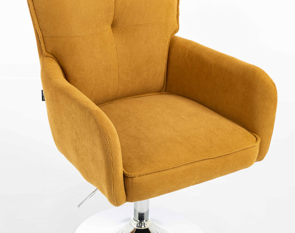 HR250N Scaun Catifea Reiată Premium Ruloare Curry Galben Bază Cromata