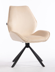 HR350 BAZĂ STEA Scaun Crem din Catifea Bază Neagră