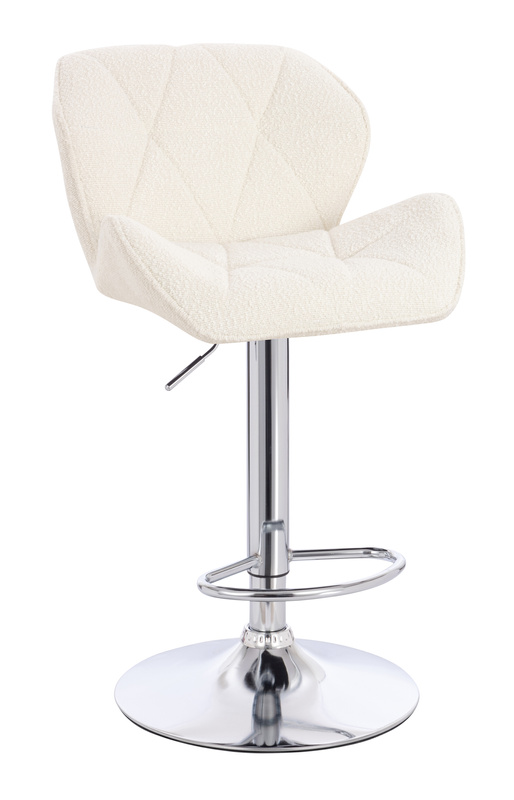 HR111W Scaun Crem Boucle cu Bază Cromata