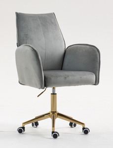 HR280K Scaun Gray din Catifea cu Bază Aurie