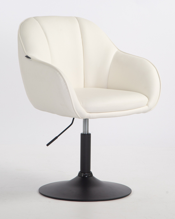 HR2055N Scaun Alb din Piele Ecologica cu Bază Neagră