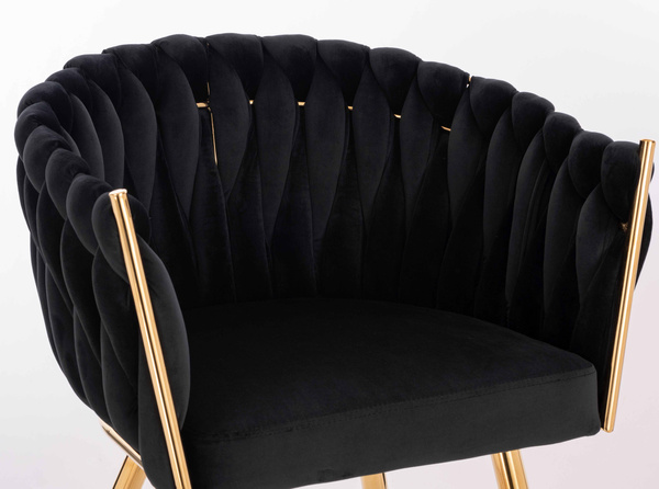 HR750 Scaun cu picioare Aurie Neagră din Catifea