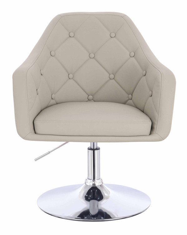 HR831N Scaun Ecru Piele Ecologica Premium Soft cu Bază Cromata