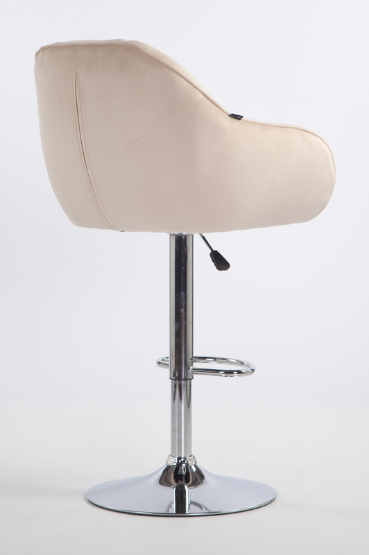 HR2055W Scaun Crem din Catifea cu Bază Cromata