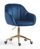 HR2055K Scaun Bleumarin din Catifea cu Bază Aurie