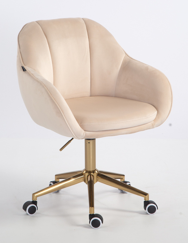 HR2055K Scaun Crem din Catifea cu Bază Aurie