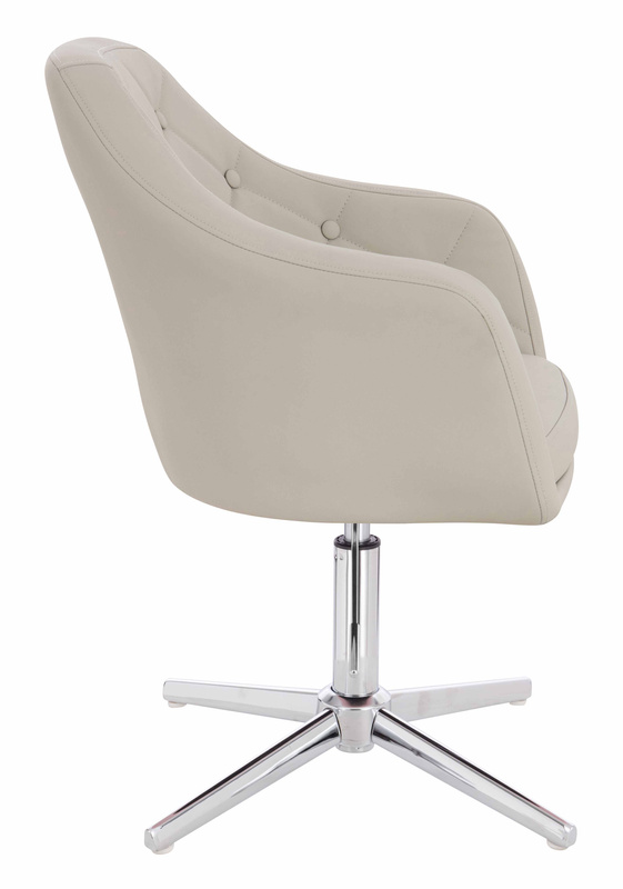 HR831CROSS Scaun Ecru Piele Ecologica Premium Soft cu Bază Cromata