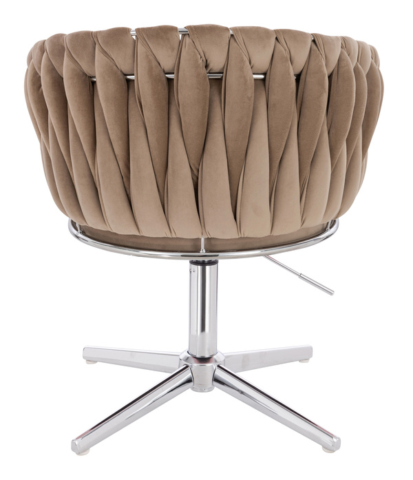 HR750CROSS Scaun Latte din Catifea cu Bază Cromata