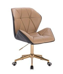 HR212K SCAUN NEGRU ȘI CARAMEL BAZĂ AURIE