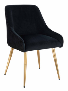 HR920 Scaun cu picioare aurii Neagră din Catifea