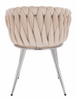 HR750 Scaun cu picioare Cromata Crem din Catifea