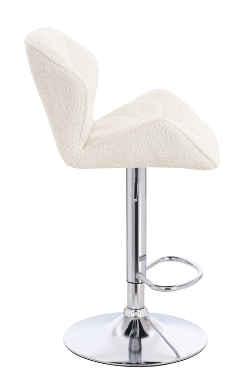 HR111W Scaun Crem Boucle cu Bază Cromata