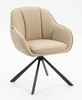 HR2055 BAZĂ STEA Scaun Crem din Piele Ecologica cu Bază Neagră