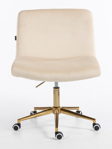 HR150K Scaun Crem din Catifea cu Bază Aurie
