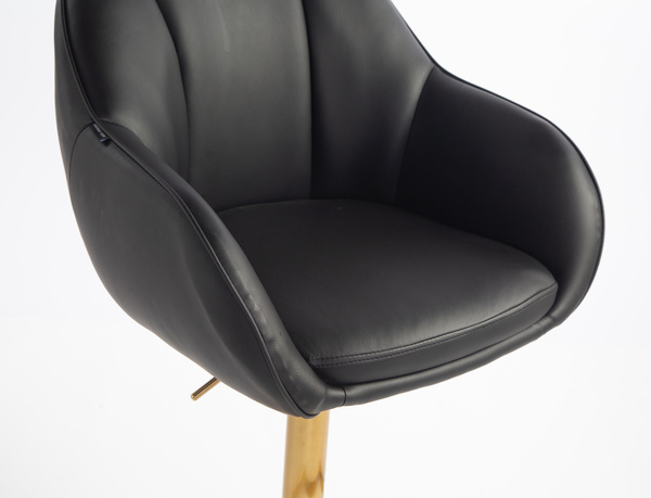 HR2055KW Scaun Neagră din Piele Ecologica cu Bază Aurie