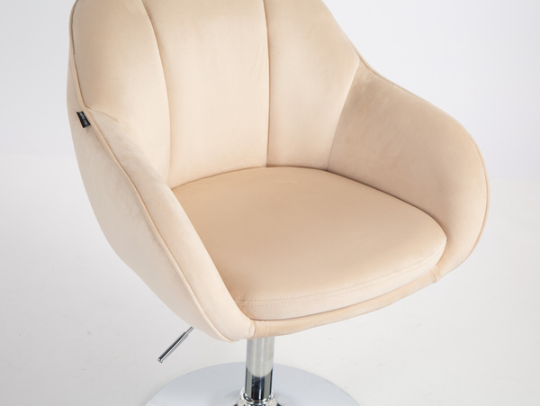 HR2055N Scaun Crem din Catifea cu Bază Cromata