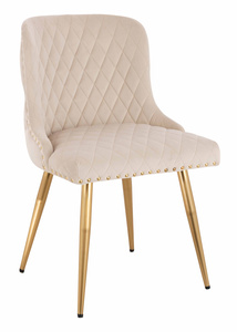 HR940 Scaun cu picioare aurii Crem din Catifea