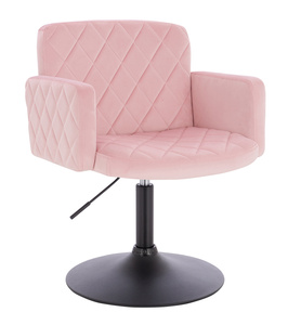 HR802N Scaun Roz Pudra din Catifea cu Bază Neagră