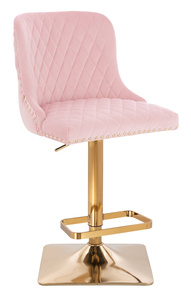 HR940KW Scaun Roz Pudra din Catifea cu Bază Aurie