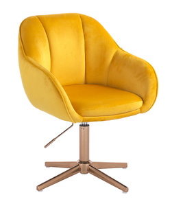 HR2055CROSS Scaun Galbenă din Catifea cu Bază Aurie
