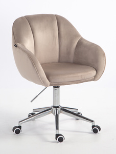 HR2055K Scaun Latte din Catifea cu Bază Cromata