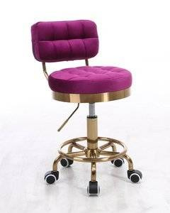 HR636 Scaun Fucsia Catifea cu Bază Aurie