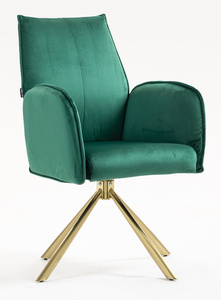 HR280 BAZĂ STEA Scaun Verde din Catifea cu Bază Aurie