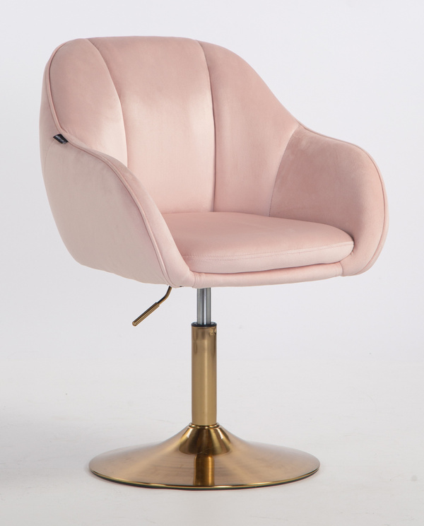 HR2055N Scaun Roz Pudra din Catifea cu Bază Aurie