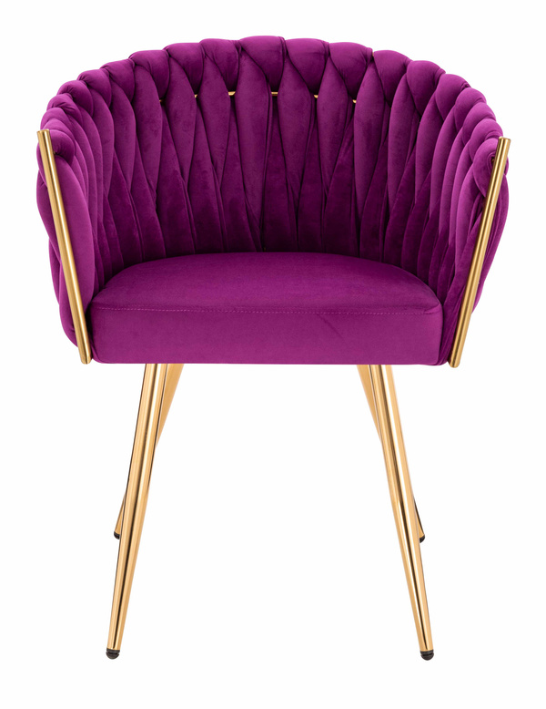 HR750 Scaun cu picioare Aurie Fucsia din Catifea