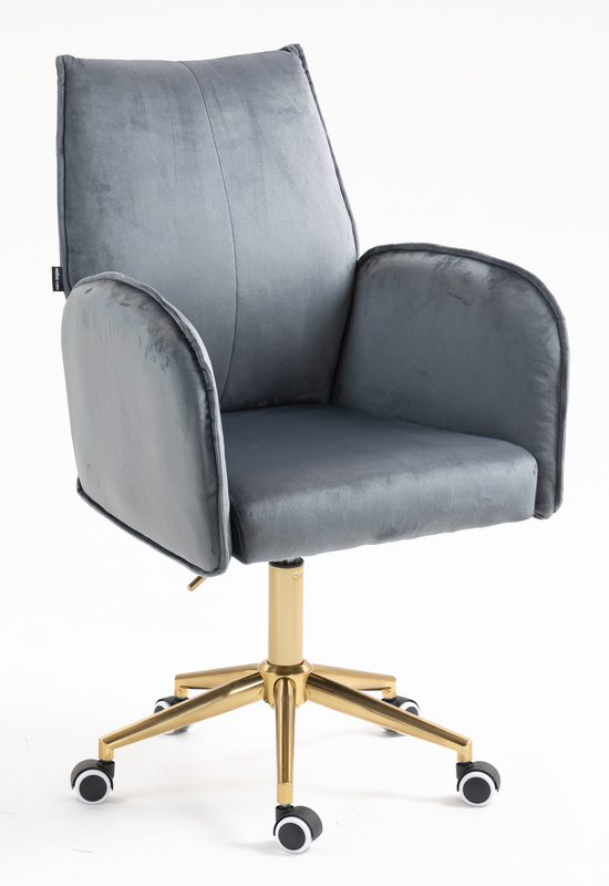 HR280K Scaun Grafit  din Catifea cu Bază Aurie