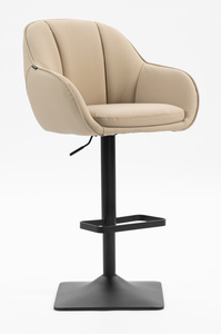 HR2055KW Scaun Crem din Piele Ecologica cu Bază Neagră