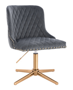 HR940CROSS Scaun Grafit din Catifea cu Bază Aurie