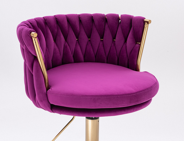 HR450W Scaun Fucsia din Catifea cu Bază Aurie