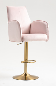HR280W Scaun Roz din Catifea cu Bază Aurie