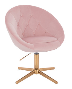 HR8516CROSS Scaun Roz Pudra din Catifea cu Bază Aurie