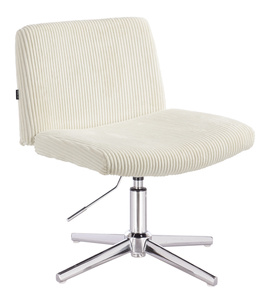 HR150CROSS Scaun Alb din Catifea Reiată cu Bază Cromata