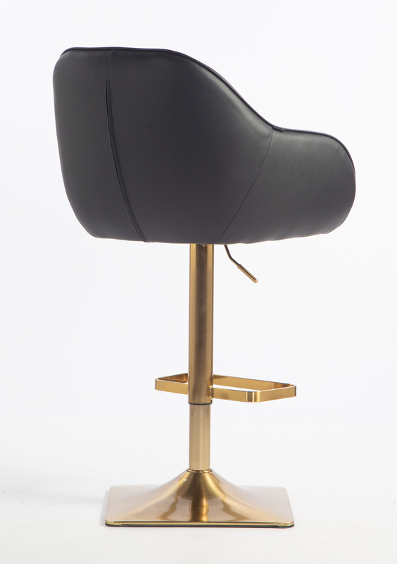 HR2055KW Scaun Neagră din Piele Ecologica cu Bază Aurie