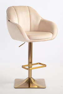 HR2055KW Scaun Crem din Catifea cu Bază Aurie