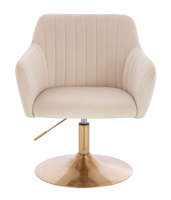 HR190N Scaun Crem din Catifea cu Bază Aurie